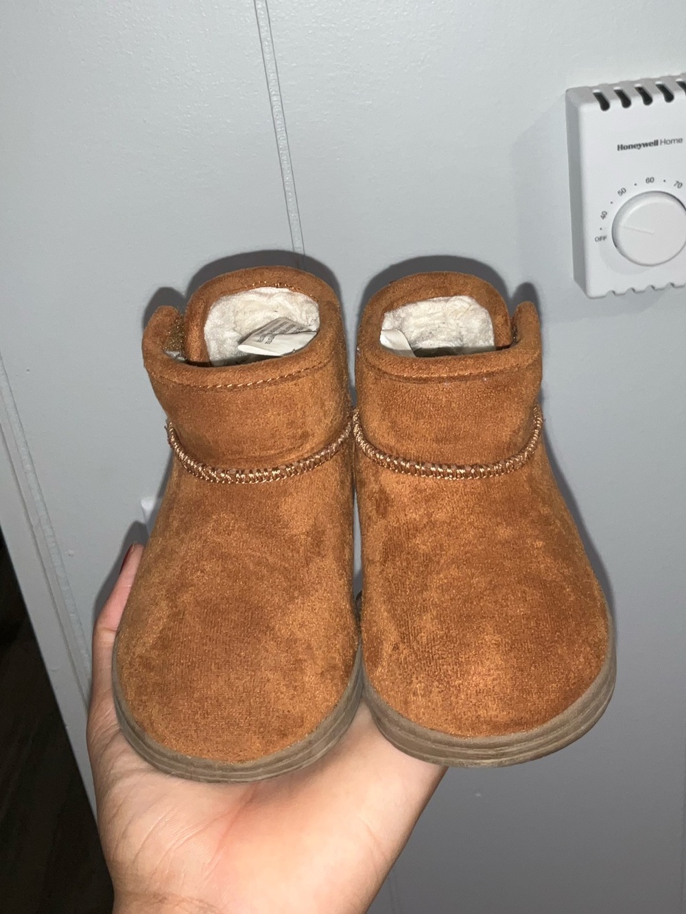 jumping beans Toddler Suede Booties in Chestnut Brown